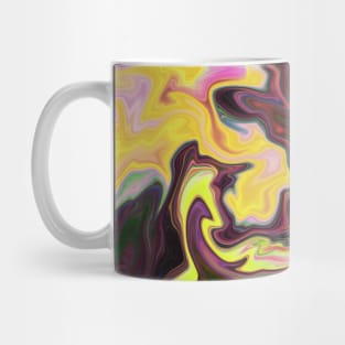 Liquid Marble, Swirling Purple and Yellow Mug